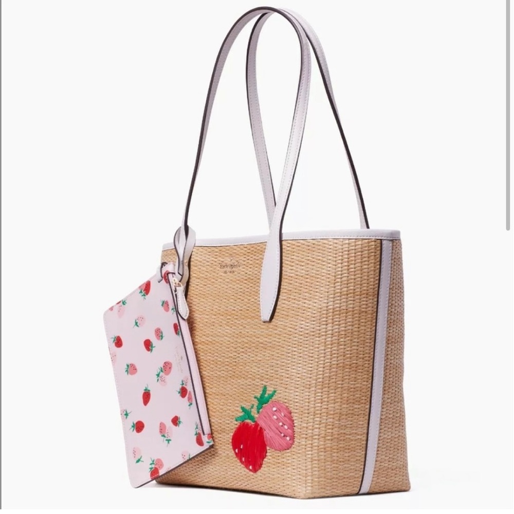 Kate spade strawberry straw tote